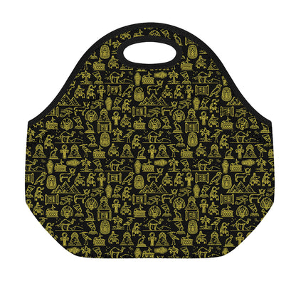 Egyptian Symbols Pattern Print Neoprene Lunch Bag
