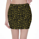 Egyptian Symbols Pattern Print Pencil Mini Skirt