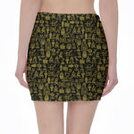 Egyptian Symbols Pattern Print Pencil Mini Skirt