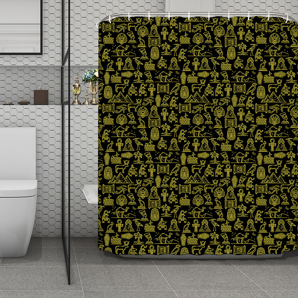 Egyptian Symbols Pattern Print Polyester Shower Curtain