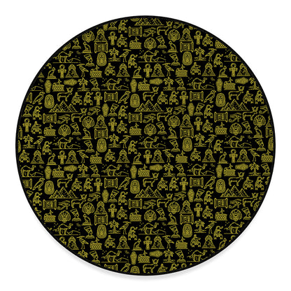 Egyptian Symbols Pattern Print Round Floor Mat