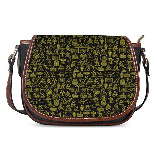 Egyptian Symbols Pattern Print Saddle Bag