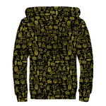 Egyptian Symbols Pattern Print Sherpa Lined Zip Up Hoodie