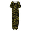Egyptian Symbols Pattern Print Short Sleeve Long Nightdress