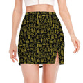 Egyptian Symbols Pattern Print Side Slit Mini Skirt