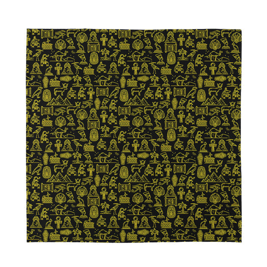 Egyptian Symbols Pattern Print Silk Bandana