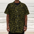 Egyptian Symbols Pattern Print Textured Short Sleeve Shirt