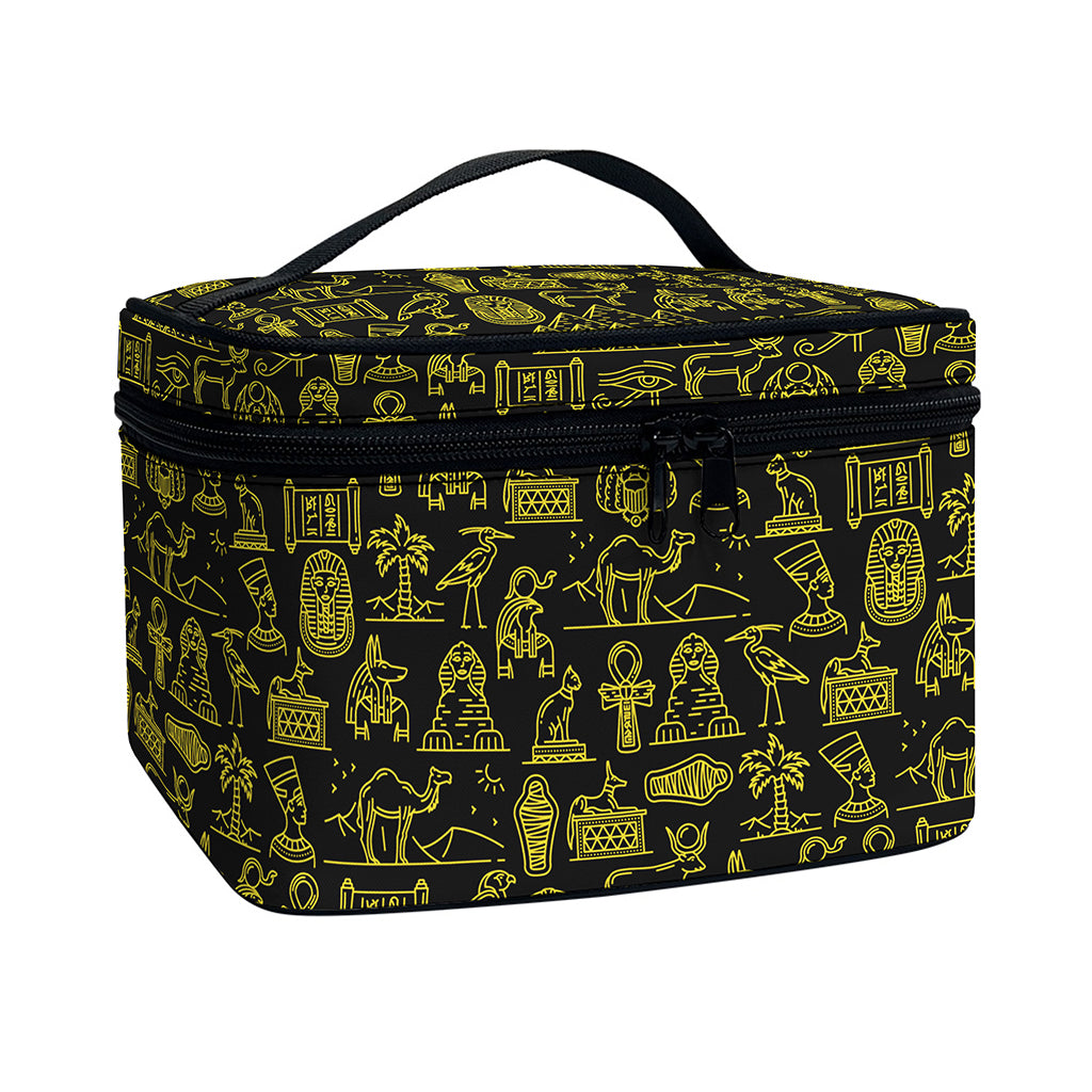 Egyptian Symbols Pattern Print Travel Makeup Bag