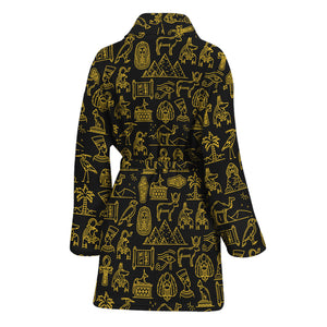 Egyptian Symbols Pattern Print Women's Bathrobe