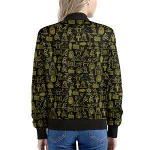 Egyptian Symbols Pattern Print Women's Bomber Jacket