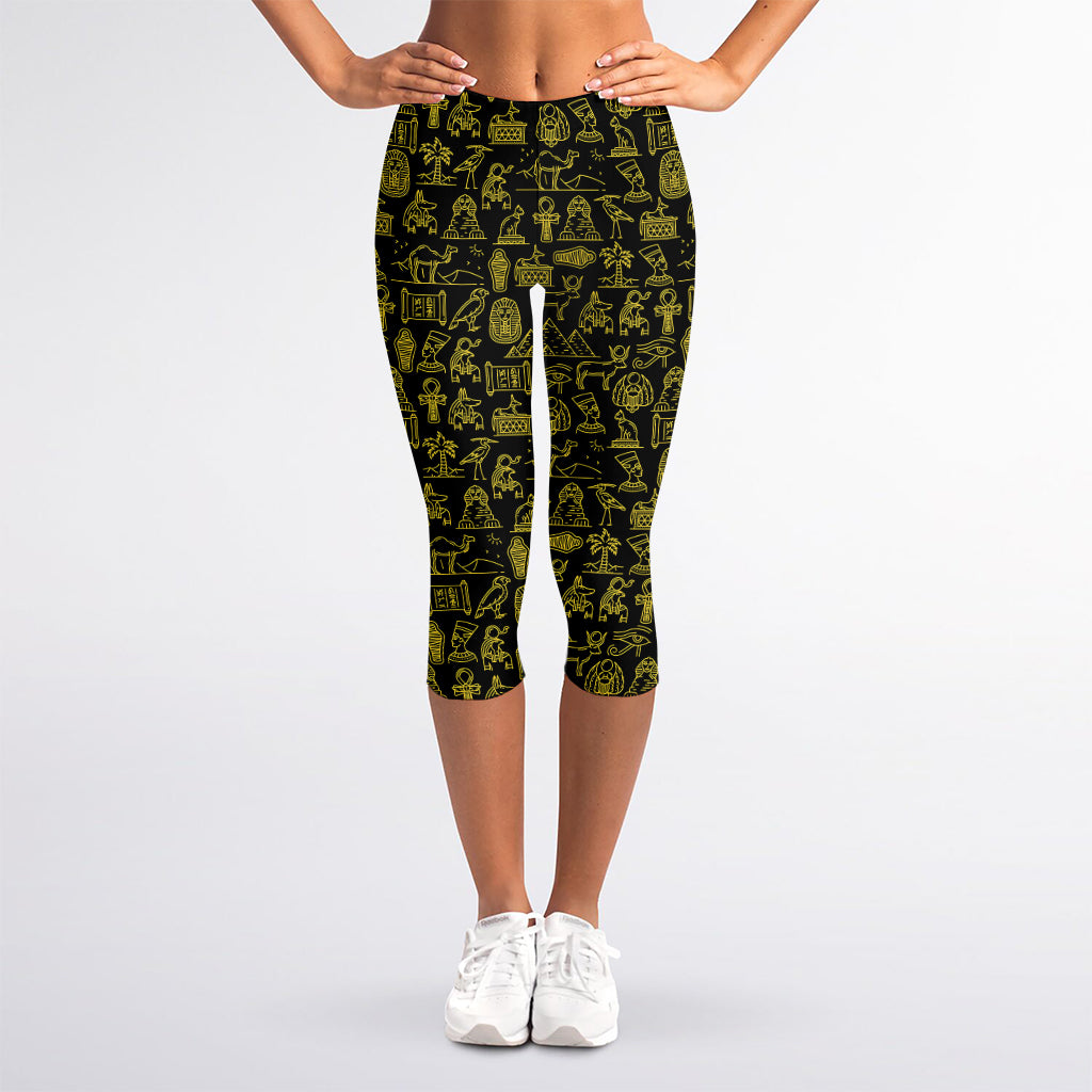 Egyptian Symbols Pattern Print Women's Capri Leggings