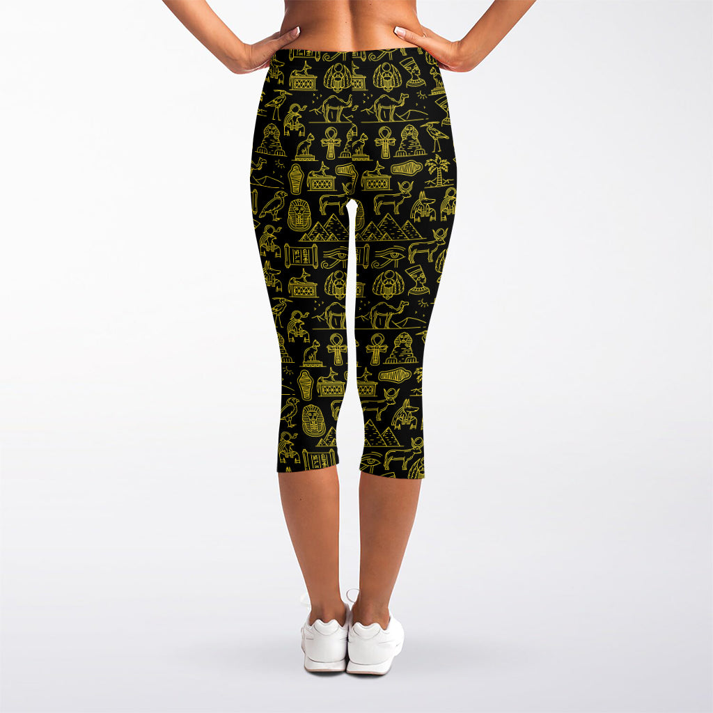 Egyptian Symbols Pattern Print Women's Capri Leggings