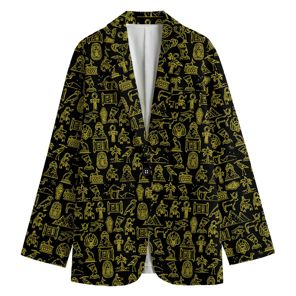 Egyptian Symbols Pattern Print Women's Cotton Blazer