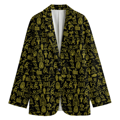 Egyptian Symbols Pattern Print Women's Cotton Blazer