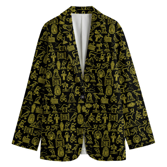 Egyptian Symbols Pattern Print Women's Cotton Blazer