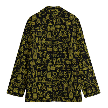 Egyptian Symbols Pattern Print Women's Cotton Blazer