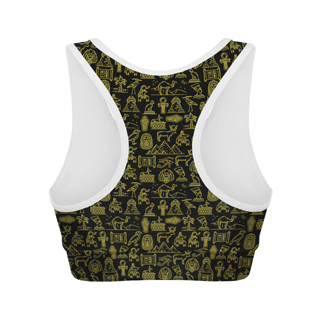 Egyptian Symbols Pattern Print Women's Sports Bra
