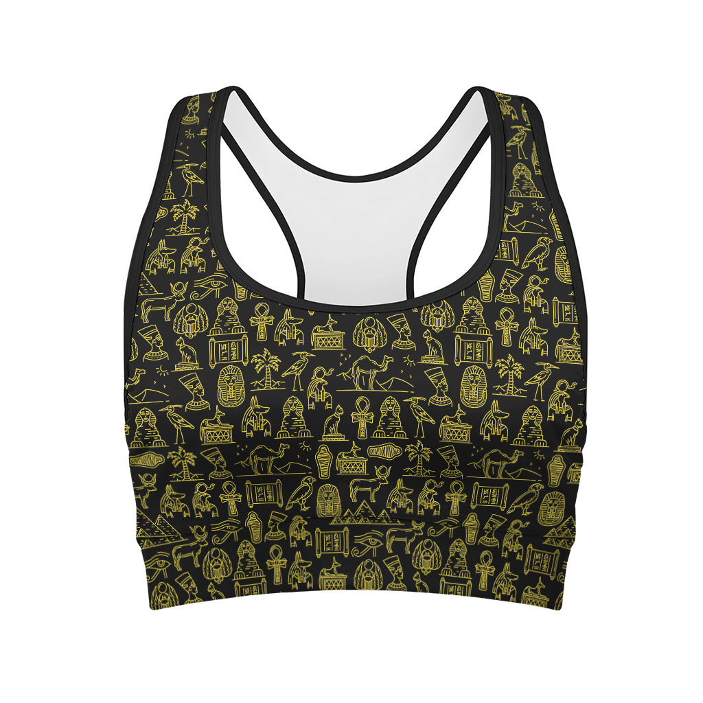 Egyptian Symbols Pattern Print Women's Sports Bra