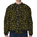 Egyptian Symbols Pattern Print Zip Sleeve Bomber Jacket