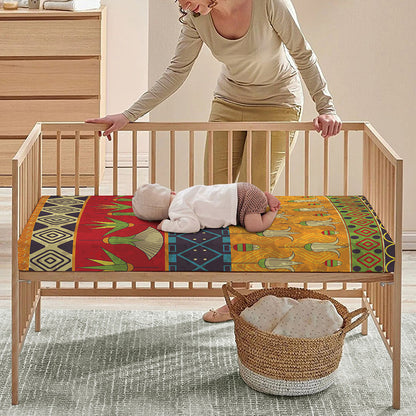 Egyptian Tribal Pattern Print Baby Crib Sheet