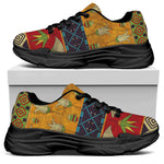 Egyptian Tribal Pattern Print Black Chunky Shoes