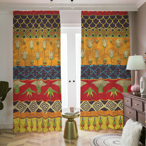 Egyptian Tribal Pattern Print Blackout Pencil Pleat Curtains