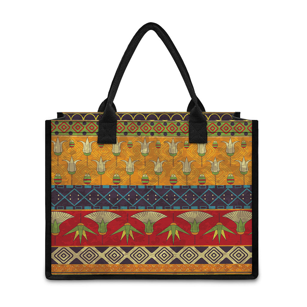 Egyptian Tribal Pattern Print Canvas Tote Bag