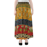 Egyptian Tribal Pattern Print Chiffon Maxi Skirt
