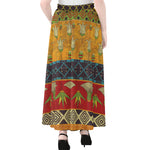Egyptian Tribal Pattern Print Chiffon Maxi Skirt