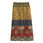 Egyptian Tribal Pattern Print Cotton Front Slit Maxi Skirt