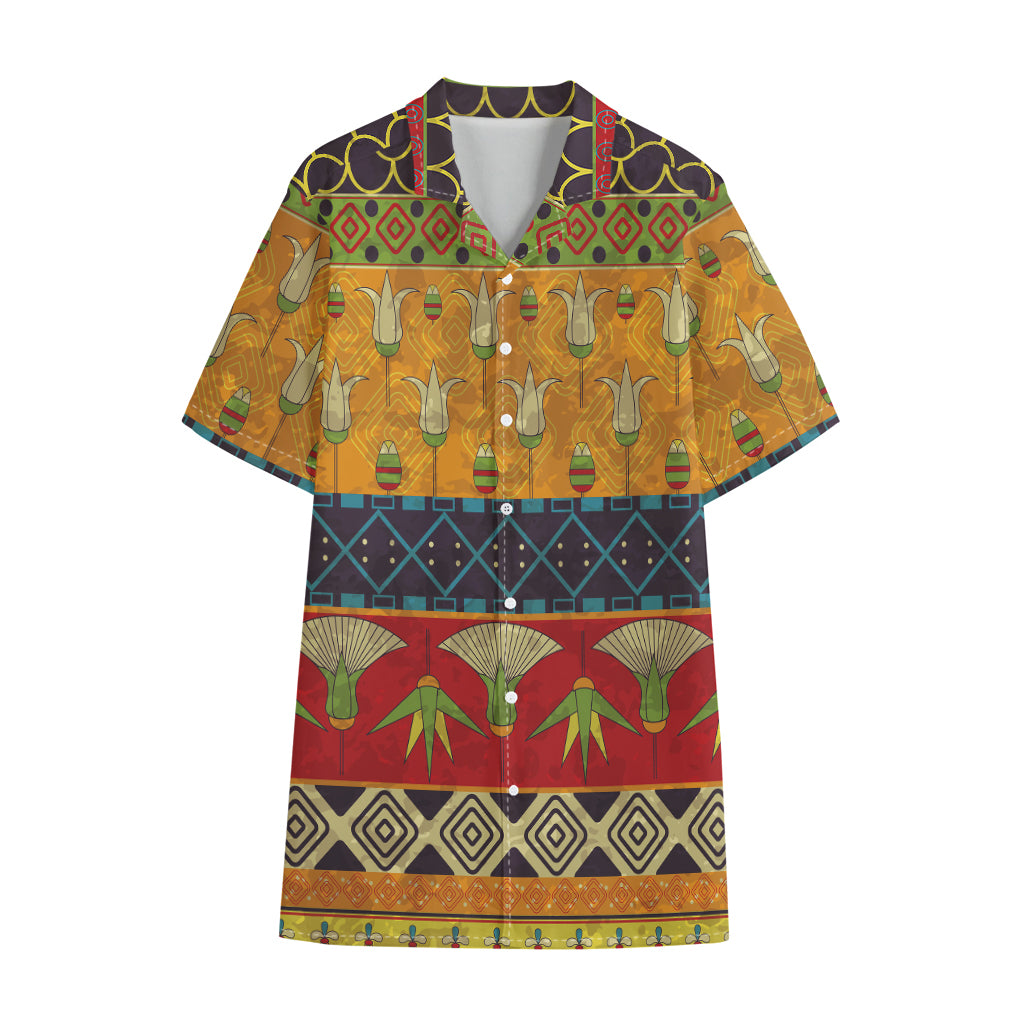Egyptian Tribal Pattern Print Cotton Hawaiian Shirt