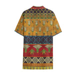 Egyptian Tribal Pattern Print Cotton Hawaiian Shirt