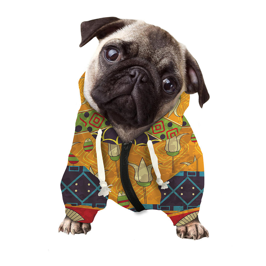 Egyptian Tribal Pattern Print Dog Zip Up Hoodie
