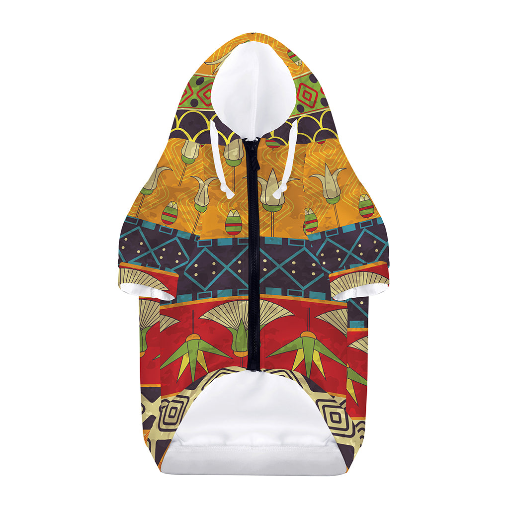 Egyptian Tribal Pattern Print Dog Zip Up Hoodie