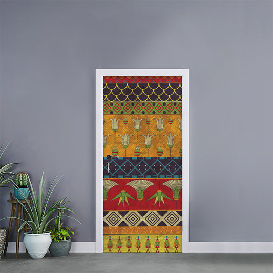 Egyptian Tribal Pattern Print Door Sticker