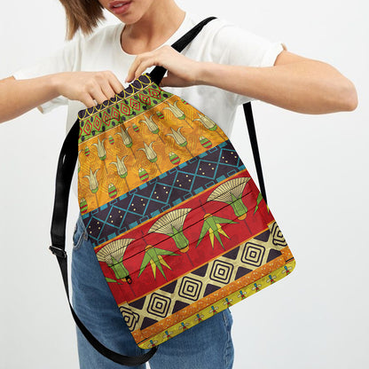 Egyptian Tribal Pattern Print Drawstring Backpack