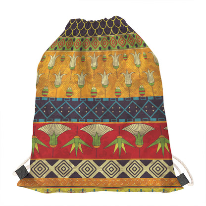 Egyptian Tribal Pattern Print Drawstring Bag