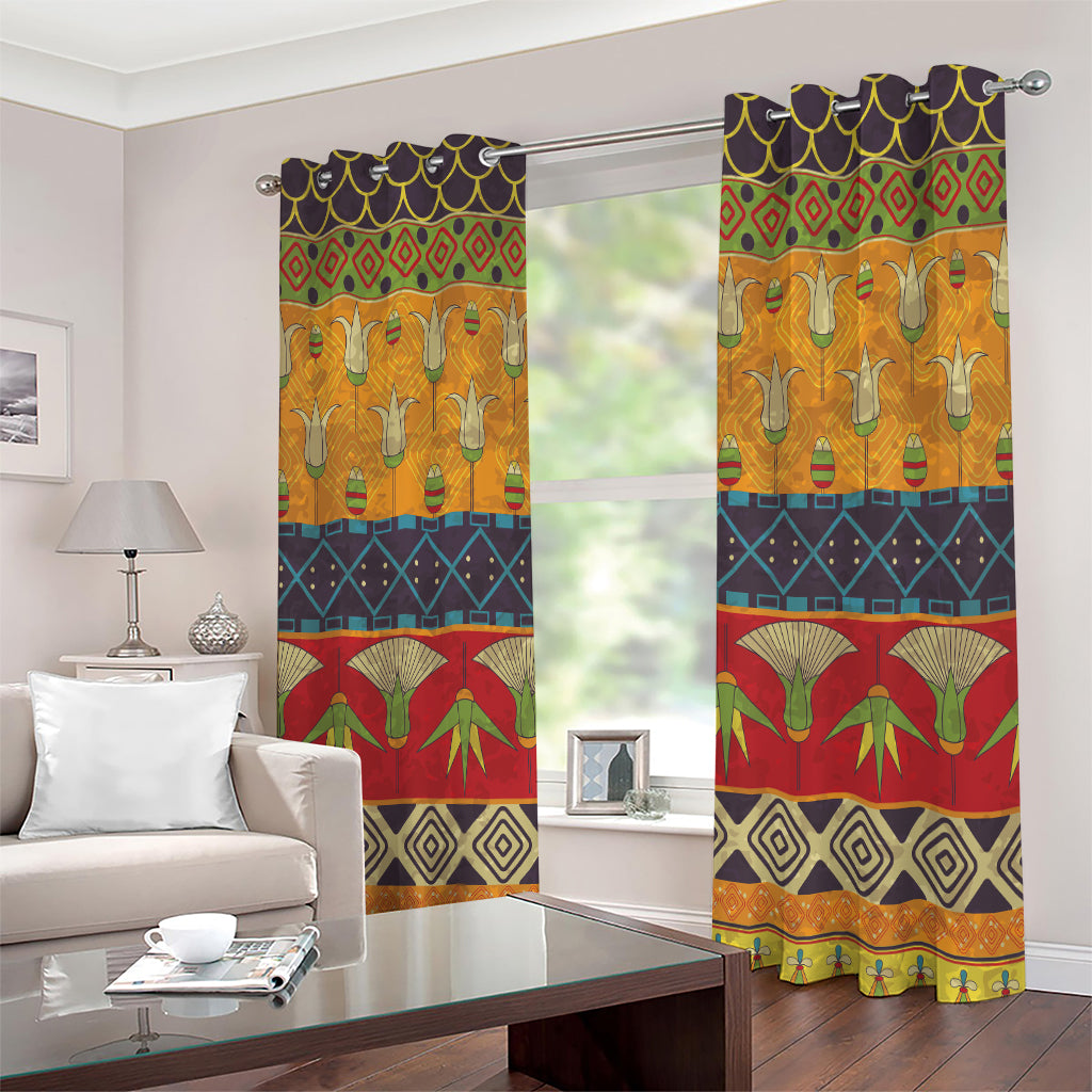 Egyptian Tribal Pattern Print Extra Wide Grommet Curtains