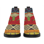 Egyptian Tribal Pattern Print Flat Ankle Boots