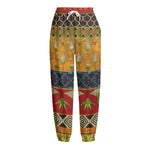 Egyptian Tribal Pattern Print Fleece Lined Knit Pants