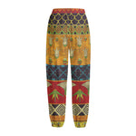 Egyptian Tribal Pattern Print Fleece Lined Knit Pants