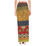 Egyptian Tribal Pattern Print High Slit Maxi Skirt