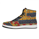 Egyptian Tribal Pattern Print High Top Leather Sneakers