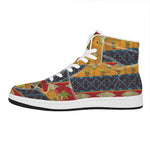 Egyptian Tribal Pattern Print High Top Leather Sneakers