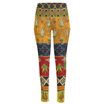 Egyptian Tribal Pattern Print High-Waisted Pocket Leggings