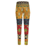 Egyptian Tribal Pattern Print High-Waisted Pocket Leggings