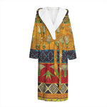 Egyptian Tribal Pattern Print Hooded Bathrobe
