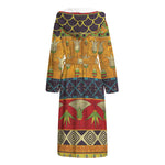 Egyptian Tribal Pattern Print Hooded Bathrobe