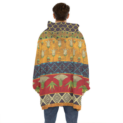 Egyptian Tribal Pattern Print Hoodie Blanket