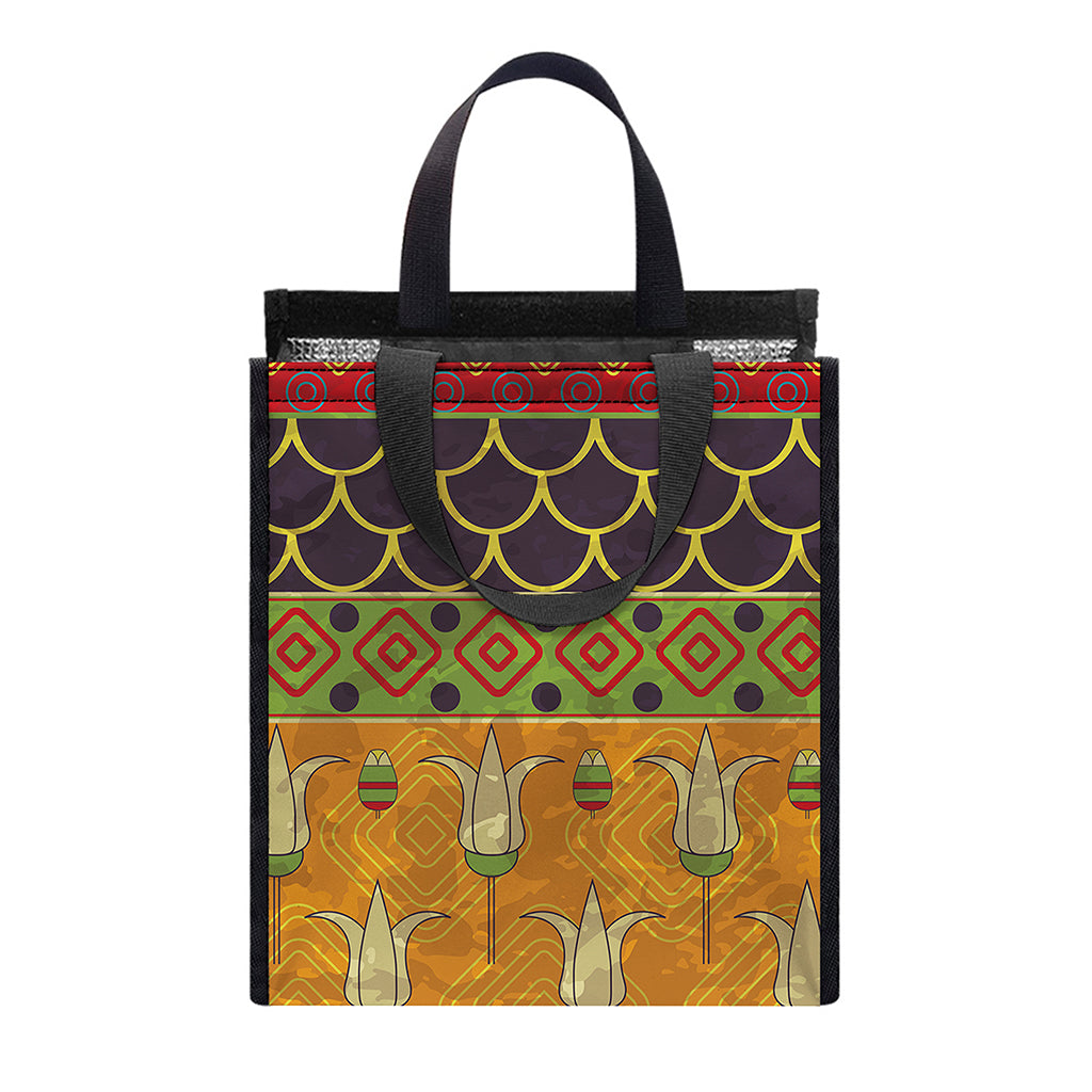 Egyptian Tribal Pattern Print Insulated Lunch Tote